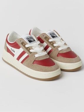 Gola Kids Red and Beige Retro-Style Trainers